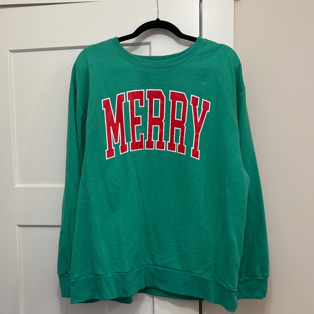 Sam’s Club Green 'MERRY' Sweatshirt